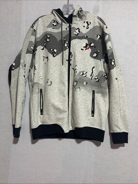 Staple Men's Streetwear Pigeon Zip-Up Hoodie in Light Gray Camo with Black Trim